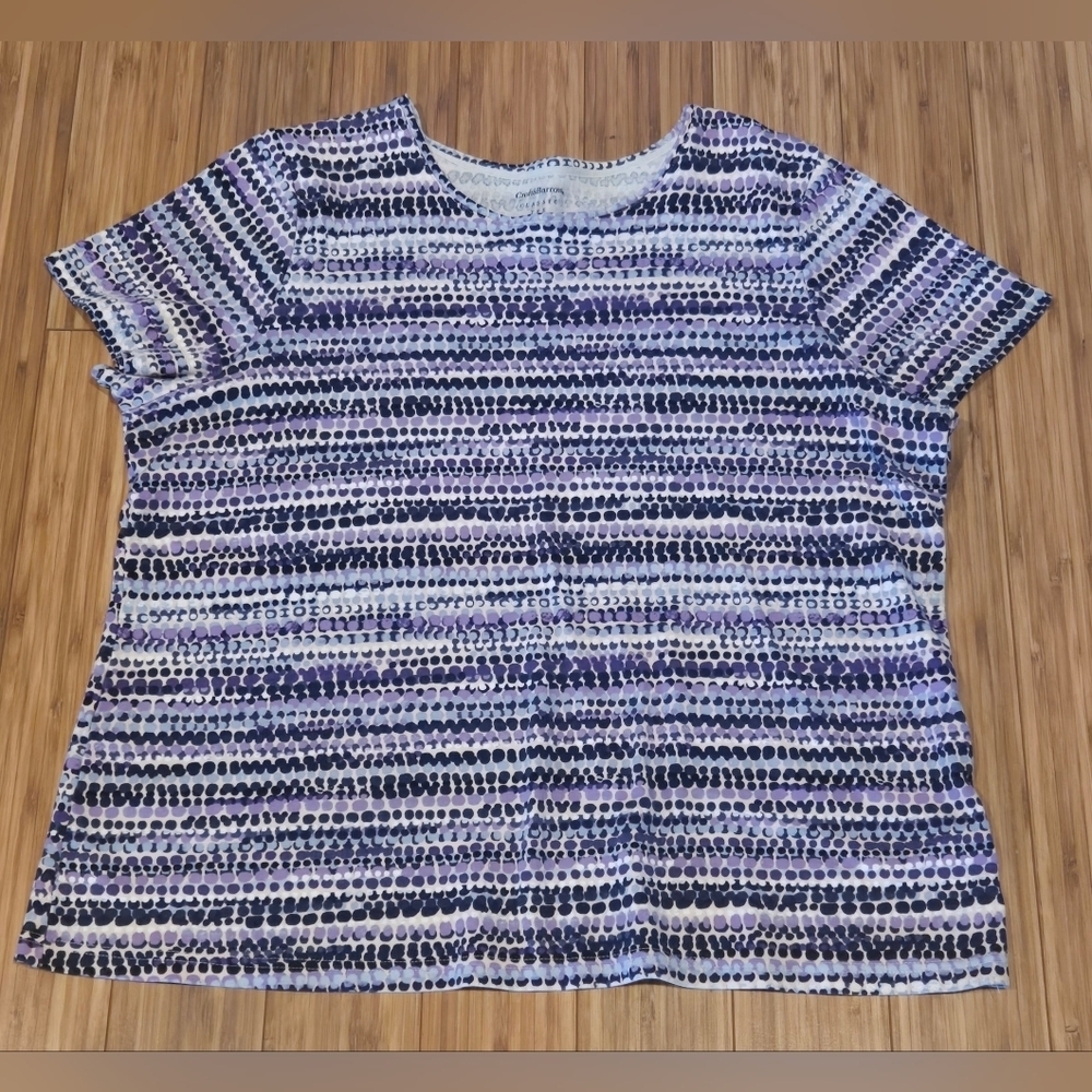 Croft & Barrow Striped Purple and White Women's Top